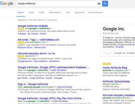 AdWords keresési hirdetés